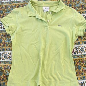 Lacoste Girls' Pale Lime Green Polo with Embroidered Crocodile